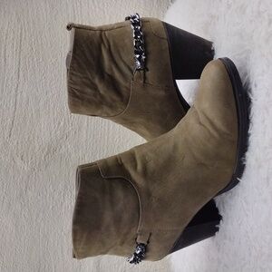 Circus by Sam Edelman Militaire Suede Leather Almond Toe Side Zip Ankle Boot